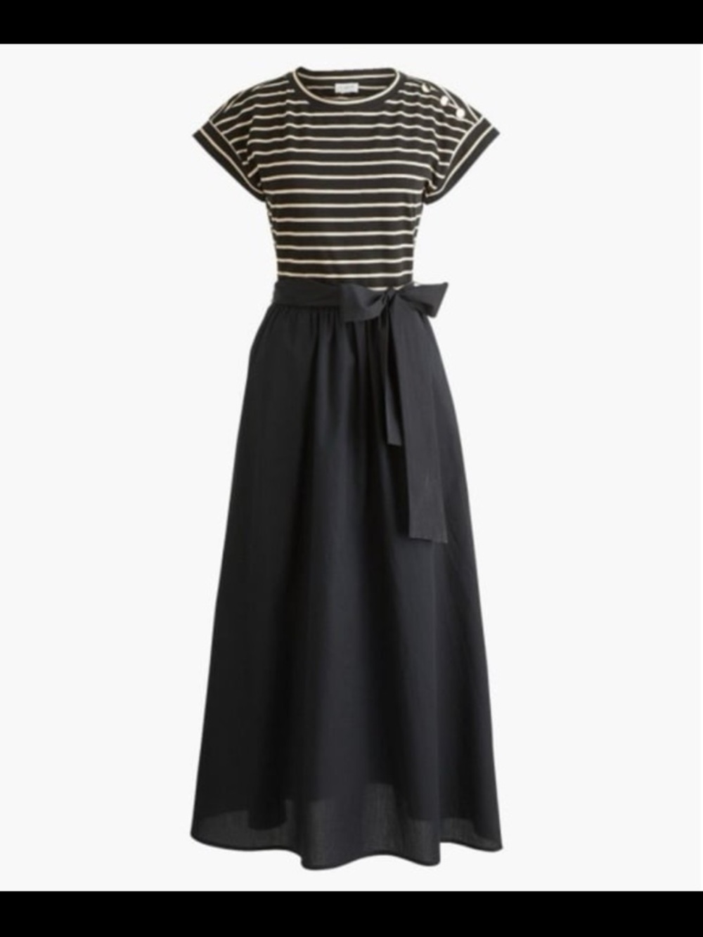 J. Crew mixy shoulder buttons Striped midi Dress with Tie Waist size M
